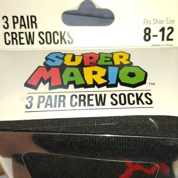 Men's Super Mario Crew Socks Size 8-12 - Picture 2 of 4